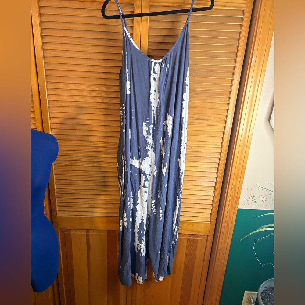 Blue Tie-Dye Wide-Leg Jumpsuit